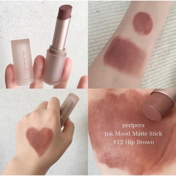 Saleลดล้างสต็อก Peripera Ink Mood Matte Stick #12 Hip Brown [ ปริมาณ 3g ] สินค้าหมดอายุ 22-12-2025