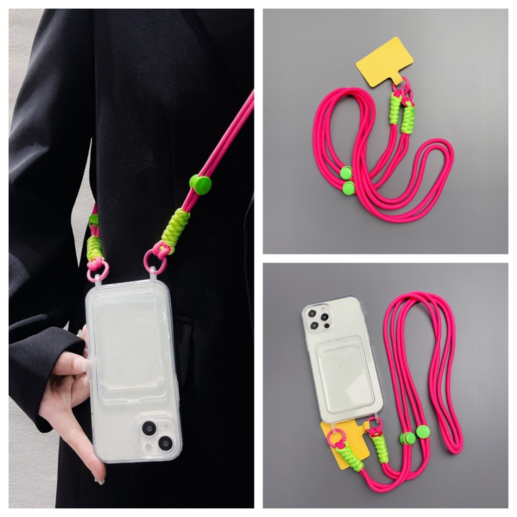 สายสะพายข้าง + เคสโทรศัพท์พร้อมคลิปสำหรับ iPhone 11 7 8 PLUS XR 15 14 13 12 16 PRO MAX PLUS X XS MAX