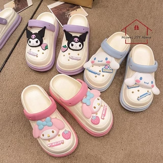 รองเท้าหัวโต รองเท้าแตะแบบสวม พื้นนิ่ม ใส่สบายเท้า แถมตัวการ์ตูนติดรองเท้า สไตล์เกาหลี