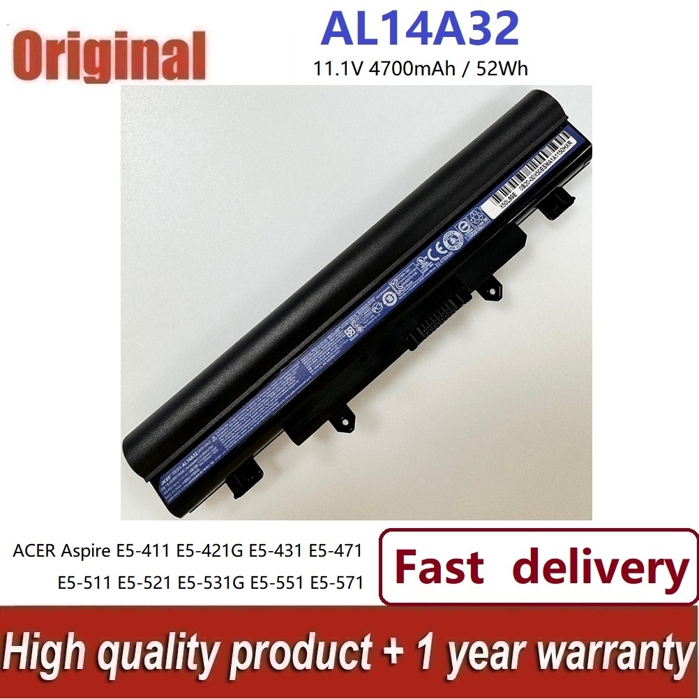 ✨แบตเตอรี่แท้ Acer AL14A32 Aspire E14 / E15 E5-411 E5-421G E5-431 E5-471 E5-551G V3-472G มีการรับประ