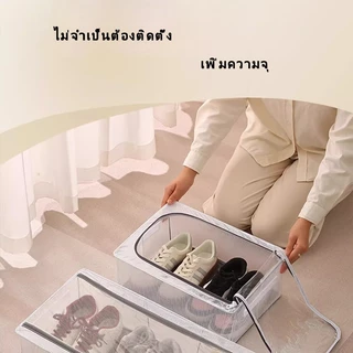 กล่องใส่รองเท้าสีใส แบบโครงเหล็ก พับเก็บได้