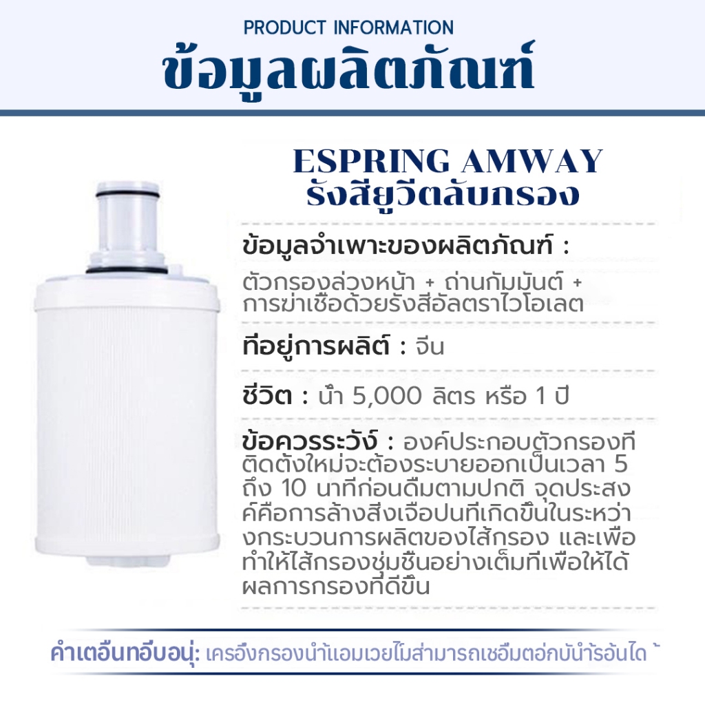 ส่งฟรี!!!💯ตัวกรอง Espring จัดส่งภายใน 24 ชม  ไส้กรองน้ำแอมเวย์ ไส้กรองน้ำอีสปริง Amway