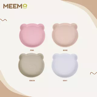 MEEM จานซิลิโคนฐานดูดโต๊ะ ลายหมี แบบ 1 ช่อง จานซิลิโคนเด็ก (Minimal series)
