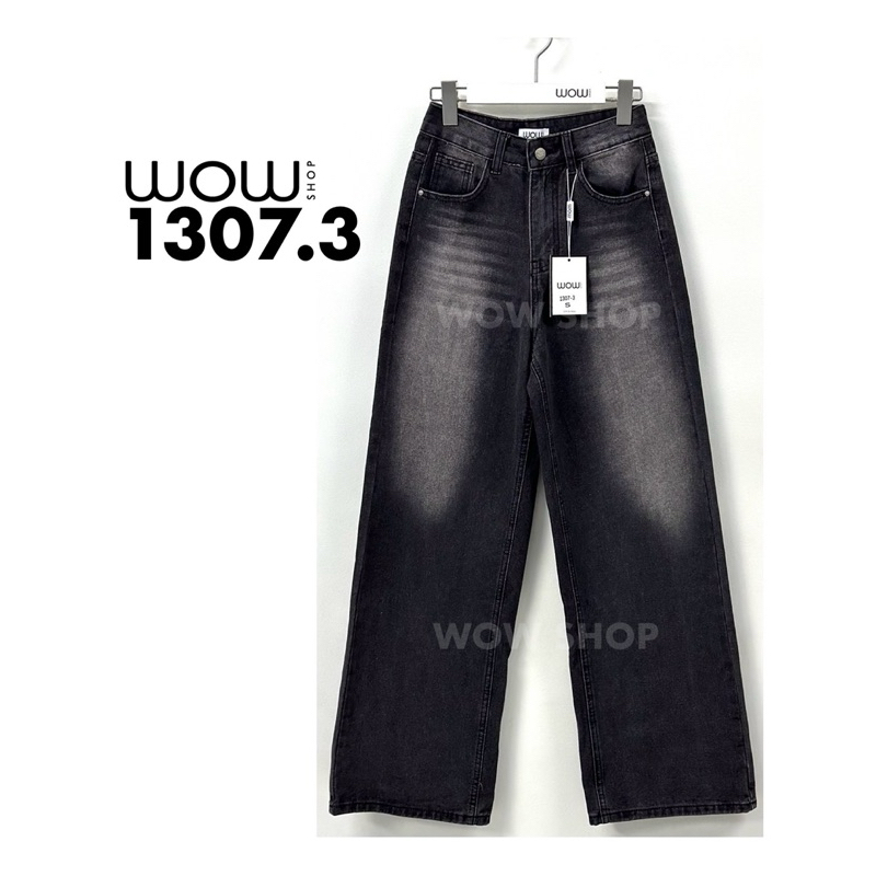 WOW1307.3 ยีนส์สีดำฟอก ขากระบอก งานใหม่ล่าสุด