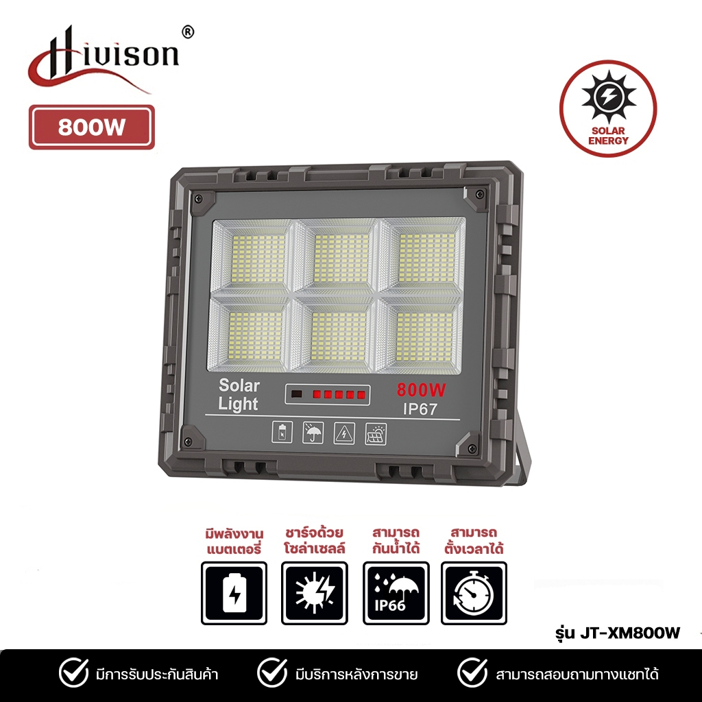 Hivison Solar 800W Star Vein Solar Flood Lightไฟโซลาร์เซล 800วัตต์รุ่น JT-XM-800W กันน้ำIP66