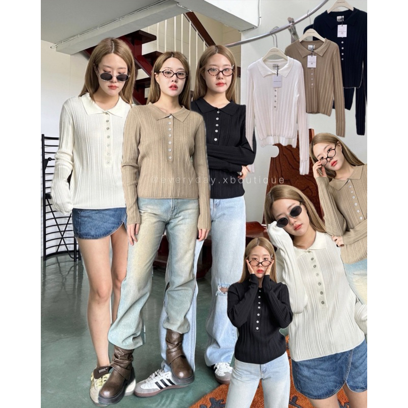 ” basic polo cardigan“ (370฿) เสื้อโปโลแขนยาว ผ้านิตทออย่างดี ทอละเอียด โทนสีเบสิค สวยดูดี มีเทสสุดๆๆ valen basic store