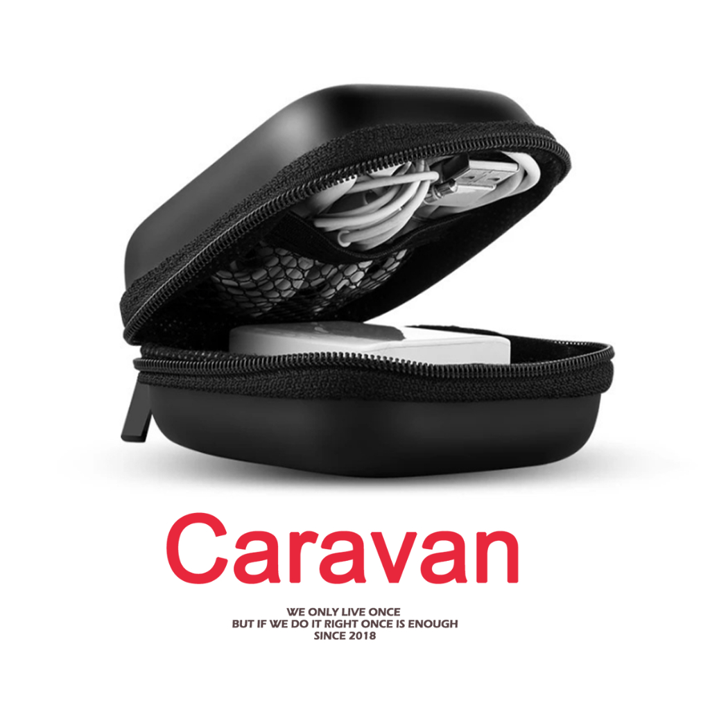 Caravan Crew เคสใส่หูฟัง กระเป๋าเคสใส่หูฟังและเอียร์บัดแบบมีซิปเปอร์ กระเป๋าป้องกัน U Disk กล่องเก็บสาย USB