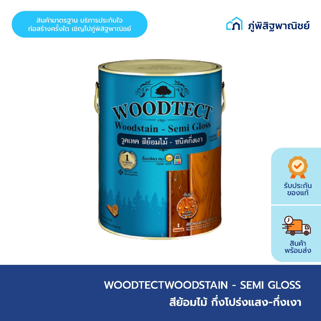 Woodtect สีย้อมไม้โปร่งแสง ชนิดกึ่งเงา Woodstain - Semi Gloss