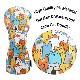 ปลอกหุ้มหัวไม้กอล์ฟ ลายแมวแฟนซี (CVN011) New Collection fancy cat cover วัสดุหนัง PU