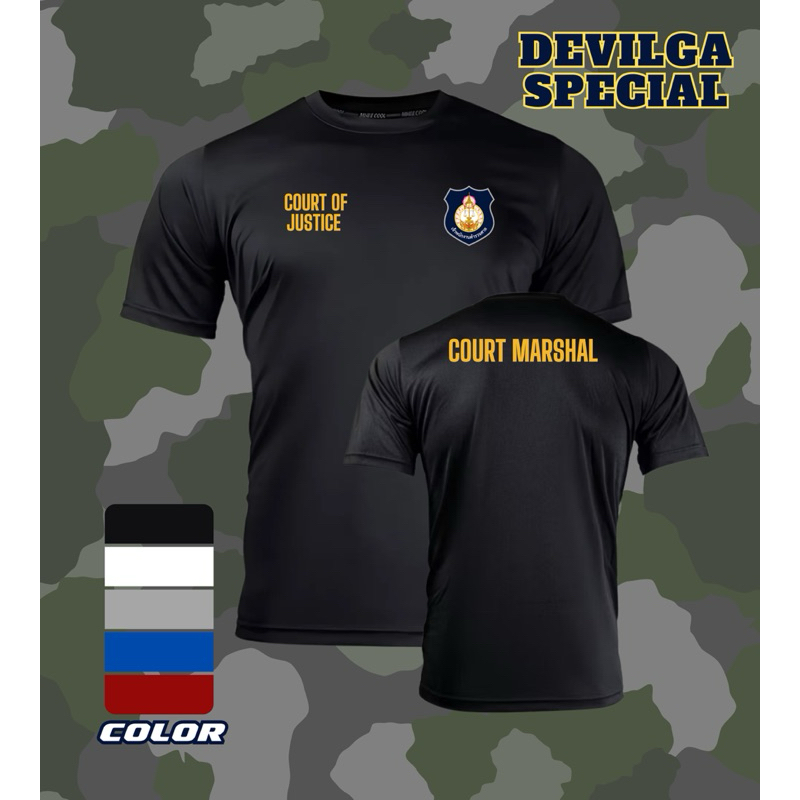 เสื้อยืดคอกลมตำรวจศาล COURT MARSHAL ผ้าไมโคร ซับใน ระบายอากาศดีแห้งไว้เหมาะกับการออกกำลังกายทั้งในร่มและกลางแจ้ง