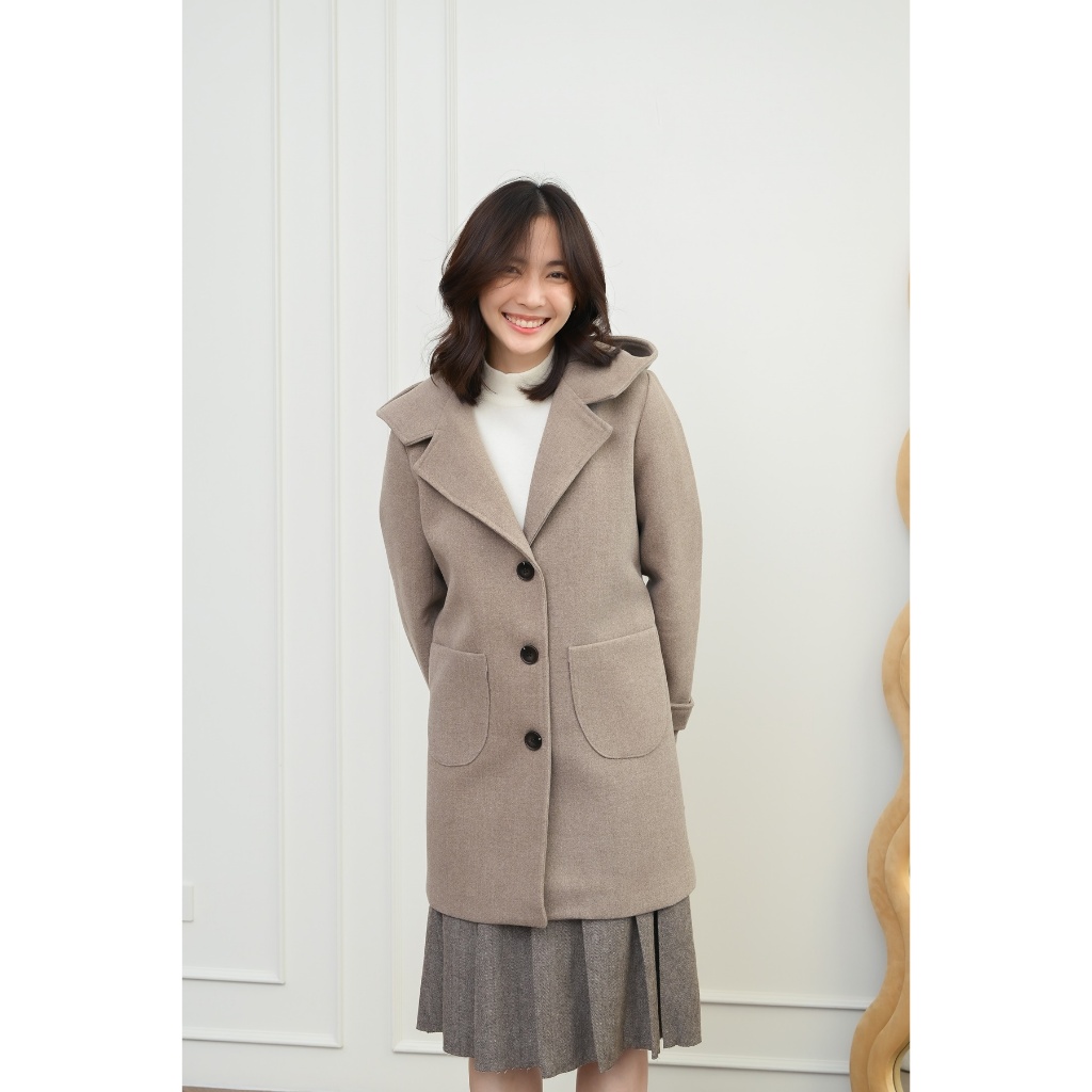 Malinda เสื้อโค้ทผ้าวูล มีฮู้ด หนาอุ่น