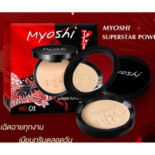 Myoshi Superstar Powder 10g. ไมโยชิ ซุปเปอร์สตาร์ พาวเดอร์ แป้งพัฟ แป้งผสมรองพื้น มี 3 สูตร