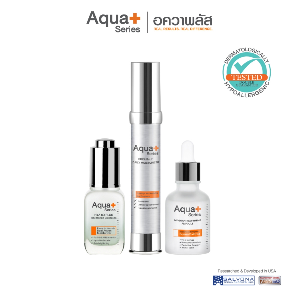 (ส่งฟรี) Aqua+ Series HYA 8D PLUS & Bright-Up Moisturizer & InvigoratingFirming Ampoule