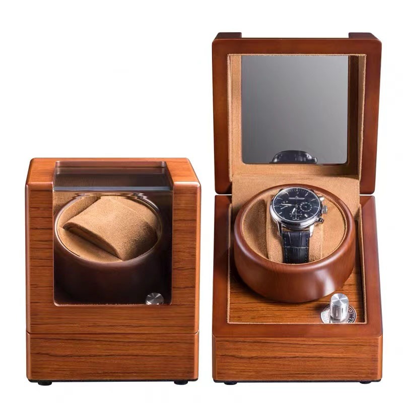 กล่องหมุนนาฬิกา 1 เรือน เปลือกไม้+ในหนังเทียมคุณภาพสูง Watch Winder กล่องนาฬิกา