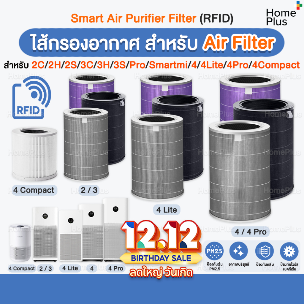 [พร้อมส่ง] RFID ไส้กรอง สำหรับ เครื่องฟอกอากาศ Xiaomi 4 / 4 Lite / 4 Pro และ 2S/2H/Pro/3H Filter For Xiaomi Air Purifier