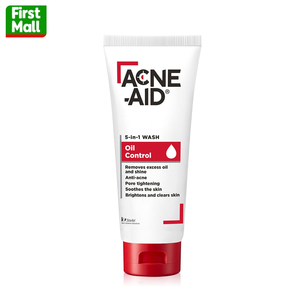 ACNE-AID 5In1 Wash Oil Control (1 หลอด 100ml ) แอคเน่-เอด ผลิตภัณฑ์ทำความสะอาดผิวหน้า