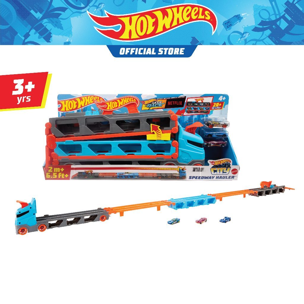 Hot Wheels Speedway Hauler  ฮอตวีล ชุดรถบรรทุกรถ รุ่นสปีดเวย์ GVG37 CH