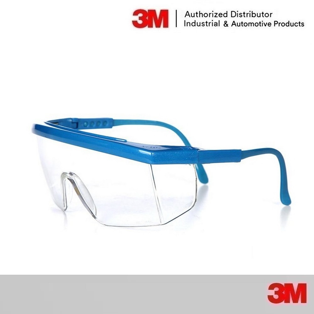 3M 1711 แว่นนิรภัย (แว่นเซฟตี้) STRING-RAYS กรอบฟ้า เลนส์ใส Safety Eyewear Protection
