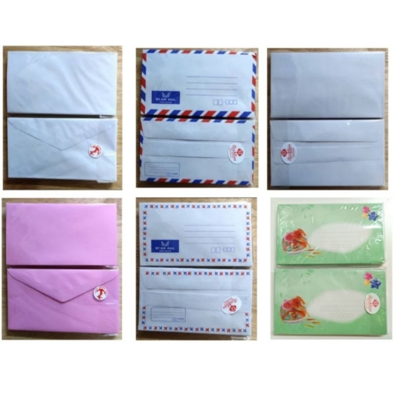 (แพ็ค25ซอง)​ซองจดหมาย​ 9x16cm​หรือ3.5x6.5นิ้ว​ สีขาว​  สีชมพู​ ลายธงชาติ​ ลายเครื่องบิน​ ลายดอกไม้​ ผนึกแห้ง/ทาน้ำ​