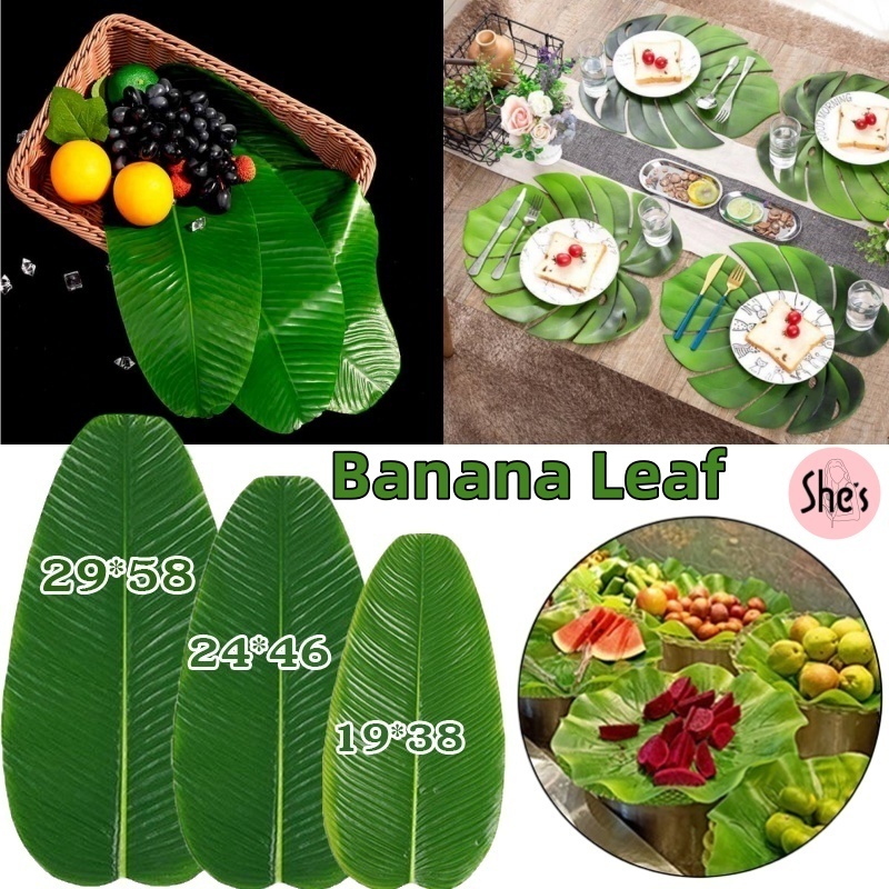 ใบตองปลอม ใบกล้วยจำลอง Banana Leaf ใบประดับโต๊ะ ใบตองพลาสติก ใบตองเสมือนจริง ใบตองเทียม