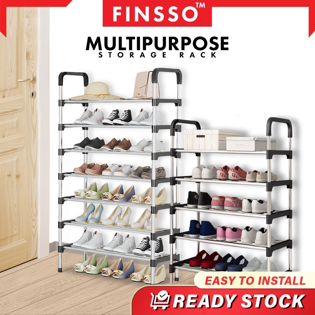 ชั้นวางรองเท้าสแตนเลส (พร้อมส่ง) Finsso : ชั้นวางรองเท้า Max ทำจากสแตนเลส 3/5/6/7 ชั้นวางรองเท้าสแตนเลสแท้ แข็งแรง ไม่โย