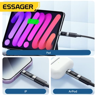 Essager Digital Display Adapters L to Type-C 60W Type-C to L 30W 3A Fast Charge USB2.0 Data Transfer