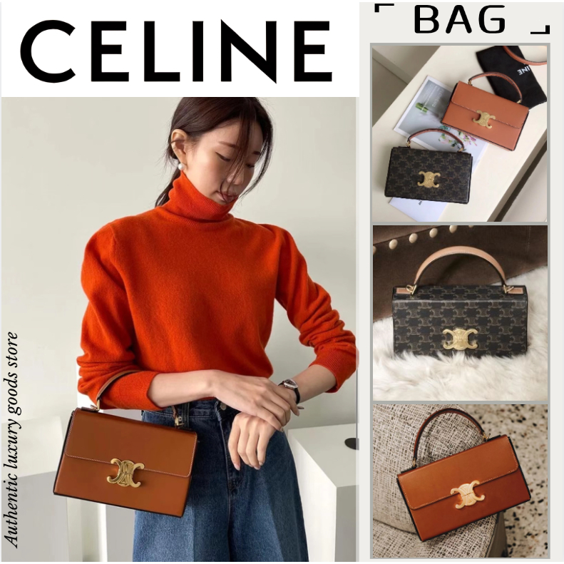 CELINE  BOX TRIOMPHE กระเป๋าถือหนัง/กระเป๋าสุภาพสตรี/รูปแบบล่าสุด/จุดยุโรป/ของแท้ 100%