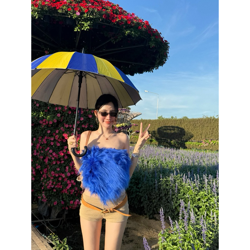 เกาะอกขน  เสื้อขนใส่ตรีมวันเกิด ผูกโชว์หลังไปทะเล ไปคาเฟ่ฟรุ่งฟริ้ง ⚡️พร้อมส่งด่วนค่ะ!!