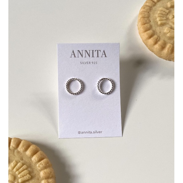 annita.silver - twisted circle earrings | ต่างหูกลมดัดเกลียว เงินแท้925 (ราคา/คู่)
