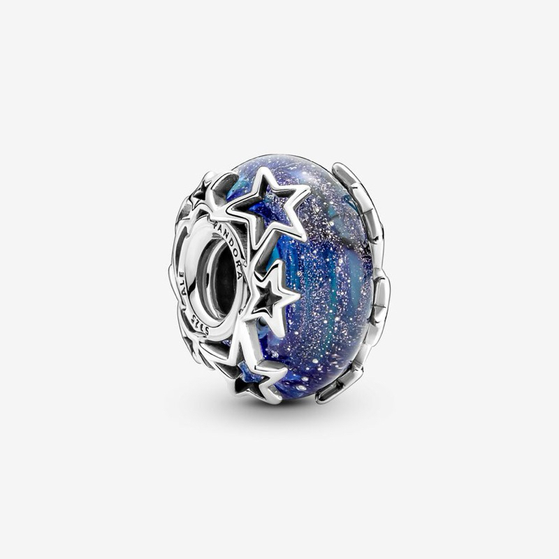 (ของแท้💯 พร้อมส่ง🔥) Pandora Galaxy Blue&Star Murano แพนโดร่า มูราโน่ กาแล็คซี่ ดาว สีน้ำเงิน