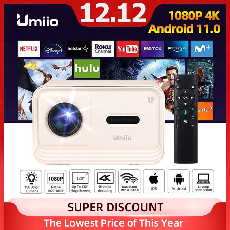 โปรเจ็กเตอร์คุณภาพสูง 8k มินิโปรเจคเตอร์ ต่อกับโทรศัพ IOS/Android เครื่องฉายโปรเจคเตอ รับคอนโซลฟรี