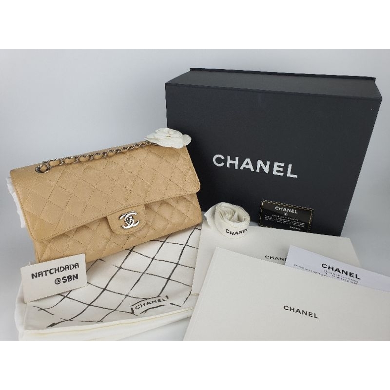 CHANEL CLASSIC 10 BEIGE CAVIAR SHW