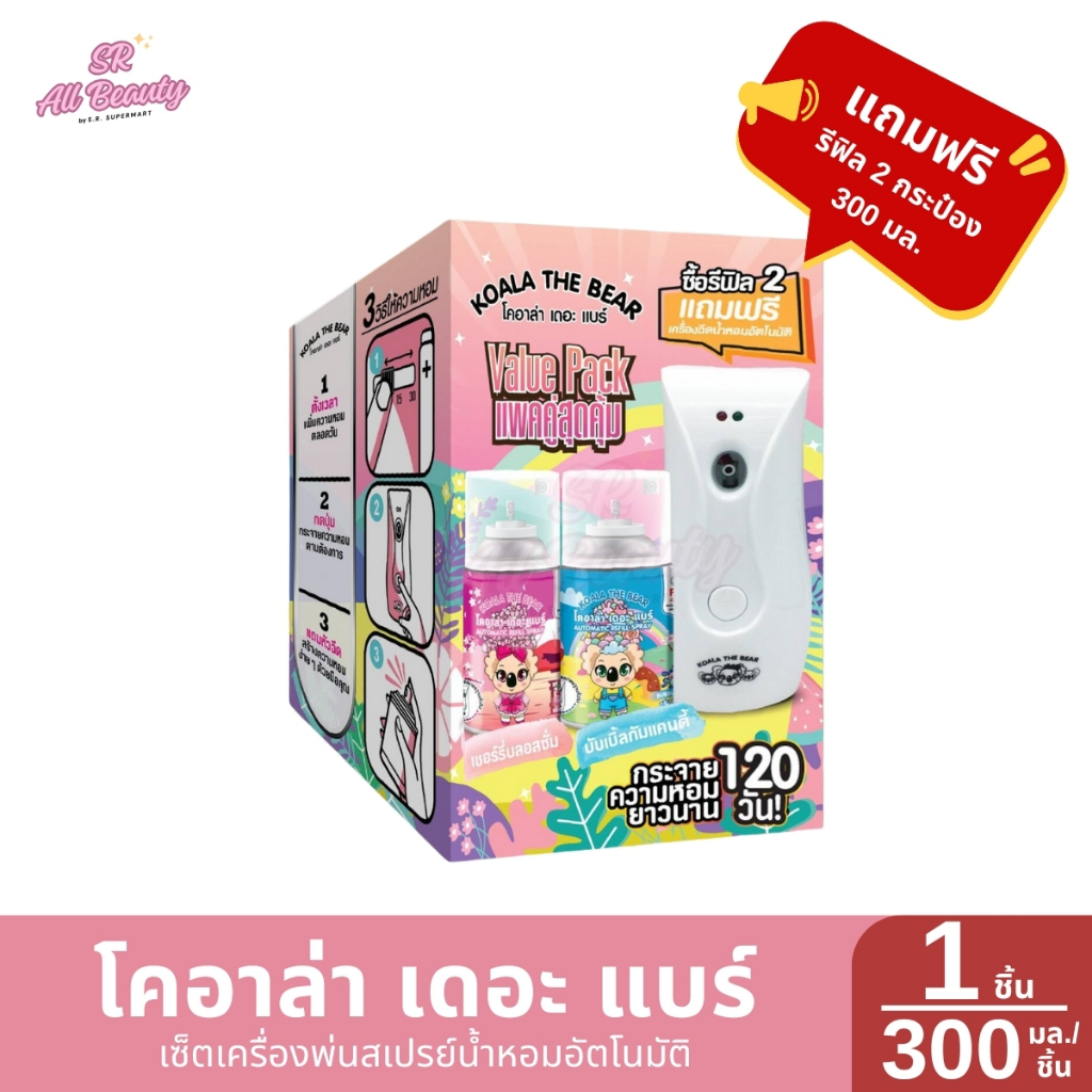 โคอาล่า เดอะ แบร์ เซ็ตเครื่องพ่นสเปรย์น้ำหอมอัตโนมัติ 1 กล่อง