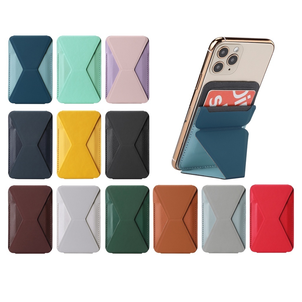 2in1 ที่ใส่บัตรแม่เหล็ก+ที่ตั้งมือถือ พับได้  ซองใส่บัตร Magnetic Phone Stand Wallet Card Holder