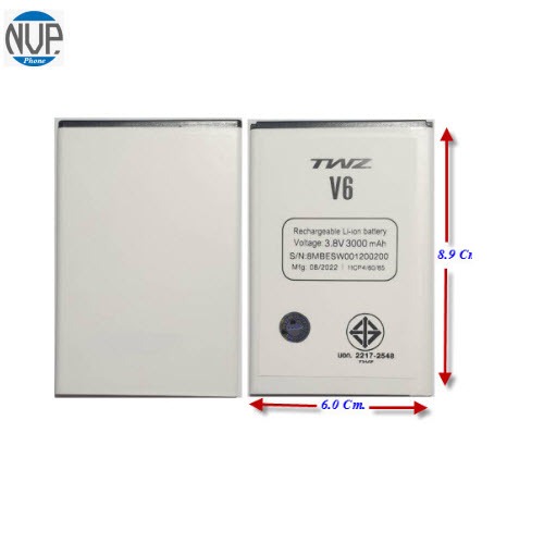 แบตเตอรี่ TWZ V6,V10,Touch 1,V7,X9 (6.0x8.9 cm.) ของแท้