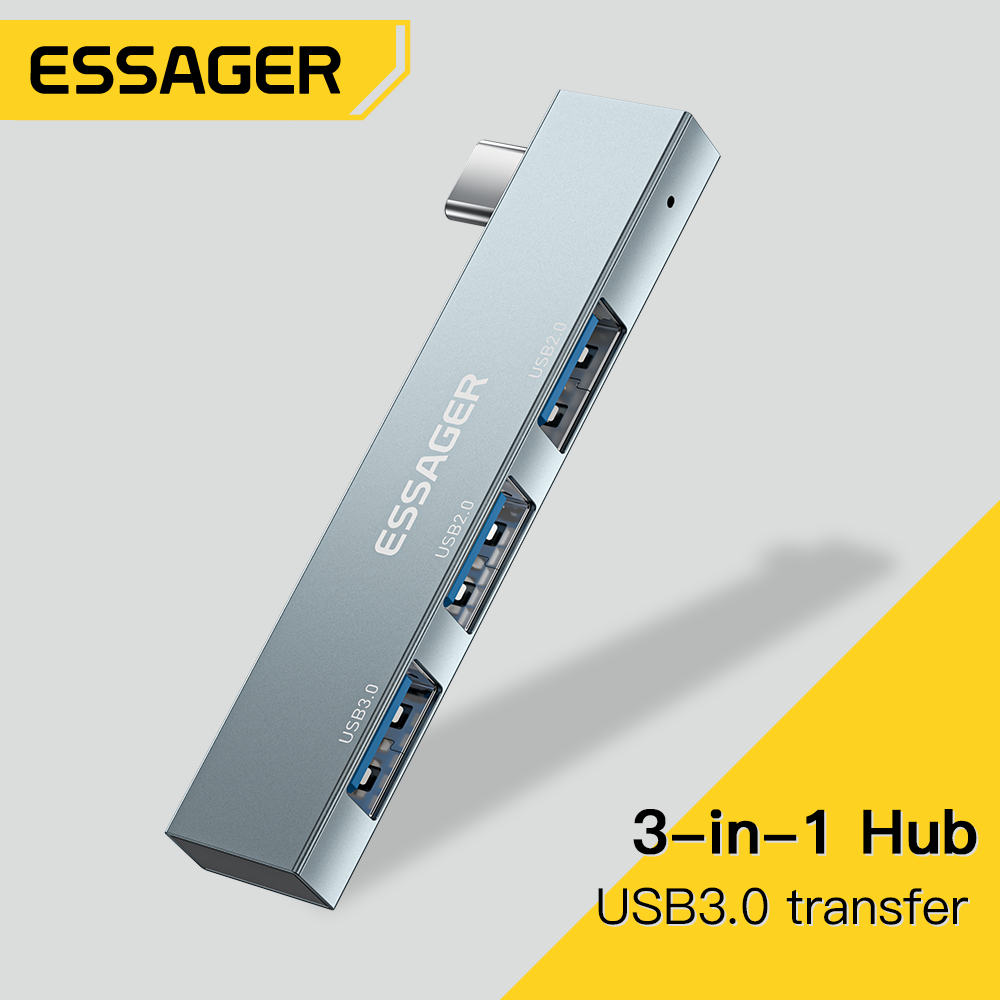Essager 3-in-1 Splitter USB3.0 5Gbps แบบพกพา