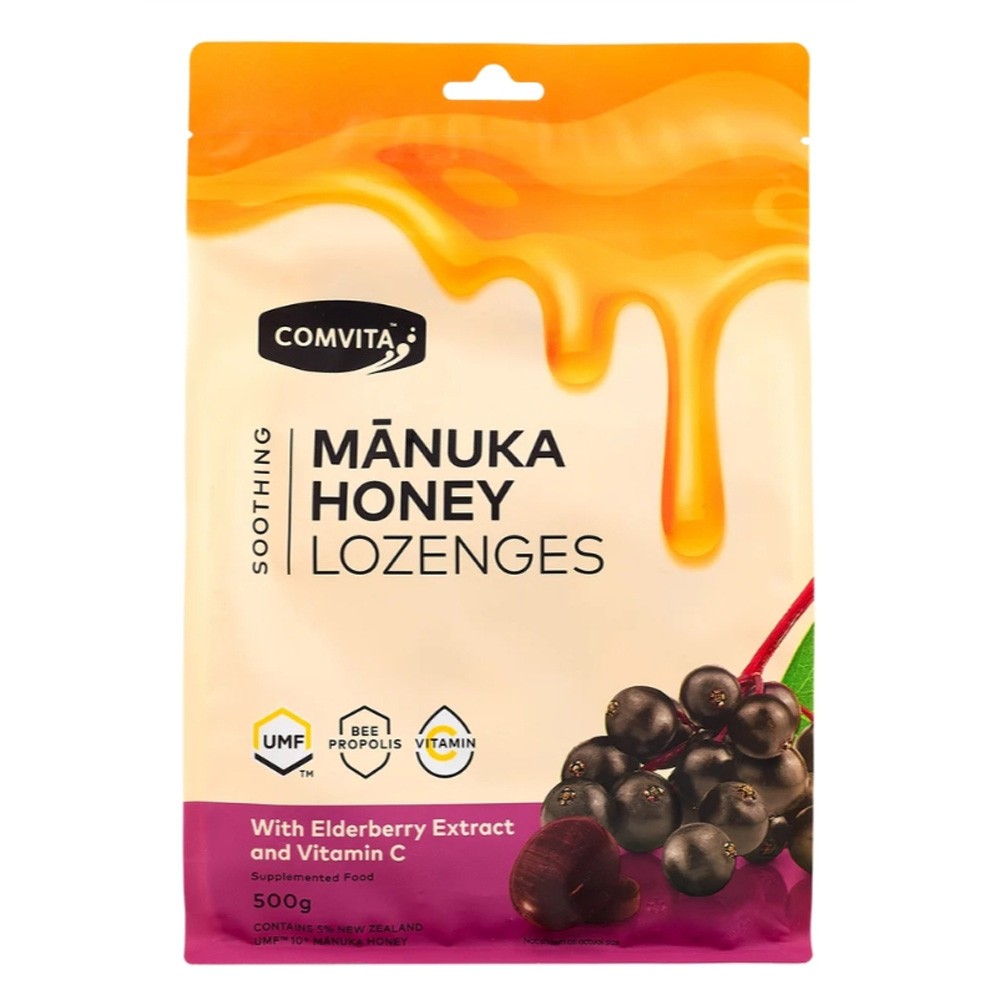 Comvita Manuka Honey Lozenges ลูกอมน้ำผึ้งมานูก้า umf 10+ รส Lemon และ Elderberry