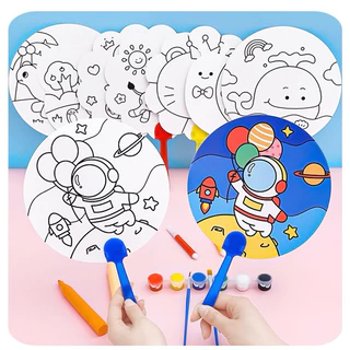 kingshopping (T2014)พัดระบายสี ระบายสีเด็ก พัด DIY ระบายสีพัด DIY เด็ก ของเล่นเสริมพัฒนาการ ของเล่นงานประดิษฐ์