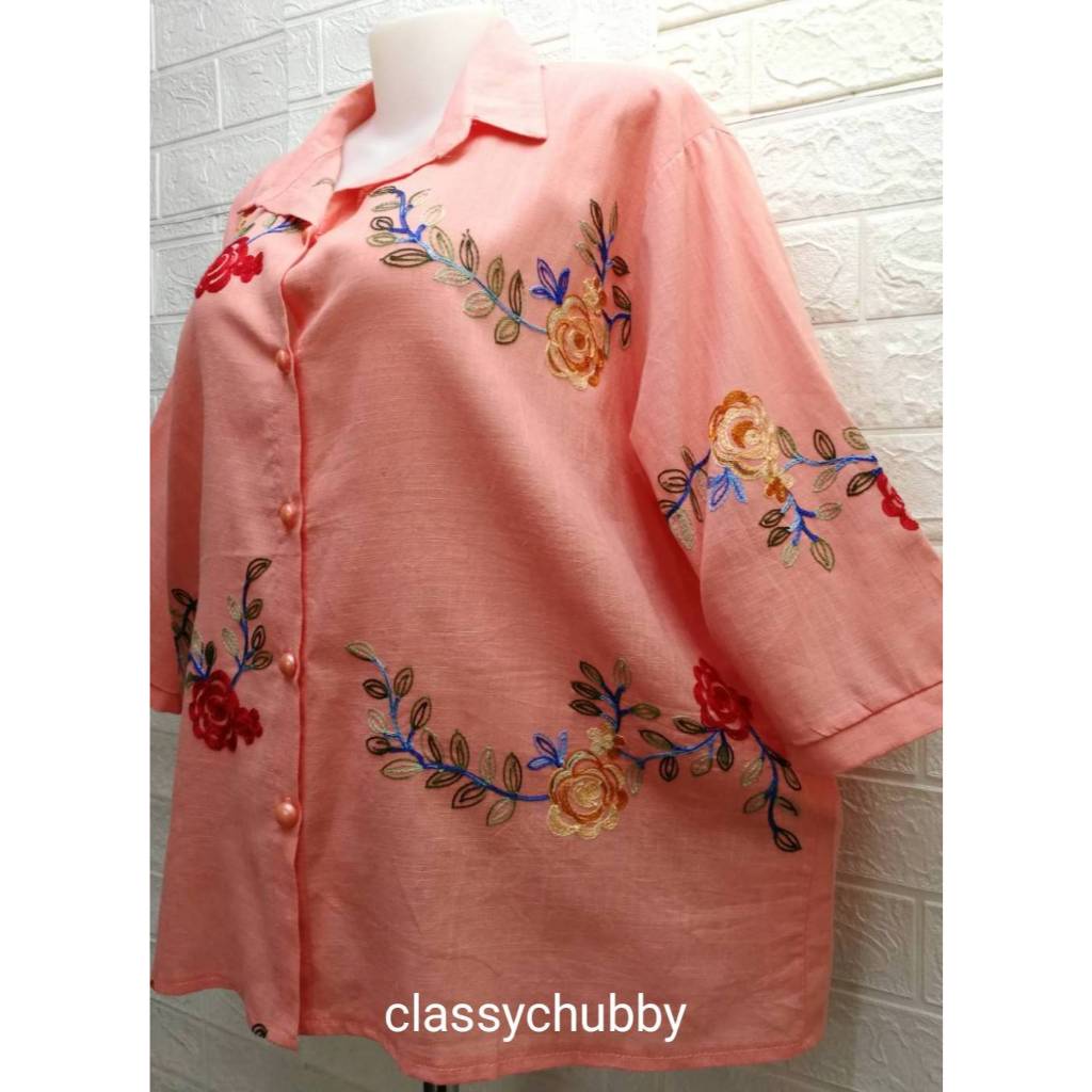 เสื้อสาวอวบ เสื้อคอปกอก50″+อก48″-50″สะโพก53″ ปักลายสวยๆแน่นๆและติดกระดุม5เม็ด ใส่ไปงานเลี้ยง เสื้อคุณแม่ พร้อมส่งค่ะ ราคา ถูกที่สุด ดีลบีเคเค แกลเลอรีภาพที่ 7