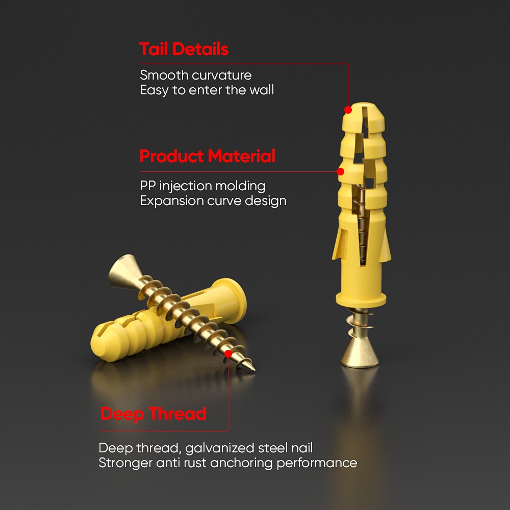 Mitsushi พุกพลาสติกพร้อมสกรู สำหรับงานยึดผนังคอนกรีตและ Drywall - รูปที่ 2