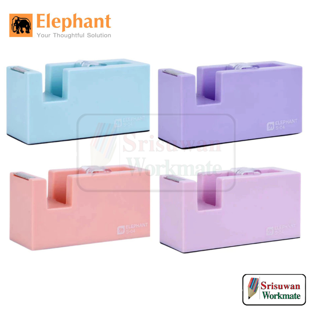 Elaphant S-04 คละสีพาสเทล 1 แท่น แท่นตัดเทป แกน 1 นิ้ว ตราช้าง
