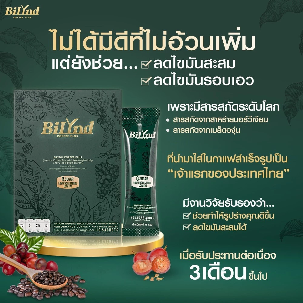 Bilynd บิลินด์ คอฟฟี่ กาแฟคุมหิว กาแฟเพื่อสุขภาพ กาแฟสำเร็จรูป ไขมัน น้ำตาล 0 หอม อร่อย thumbnail 4