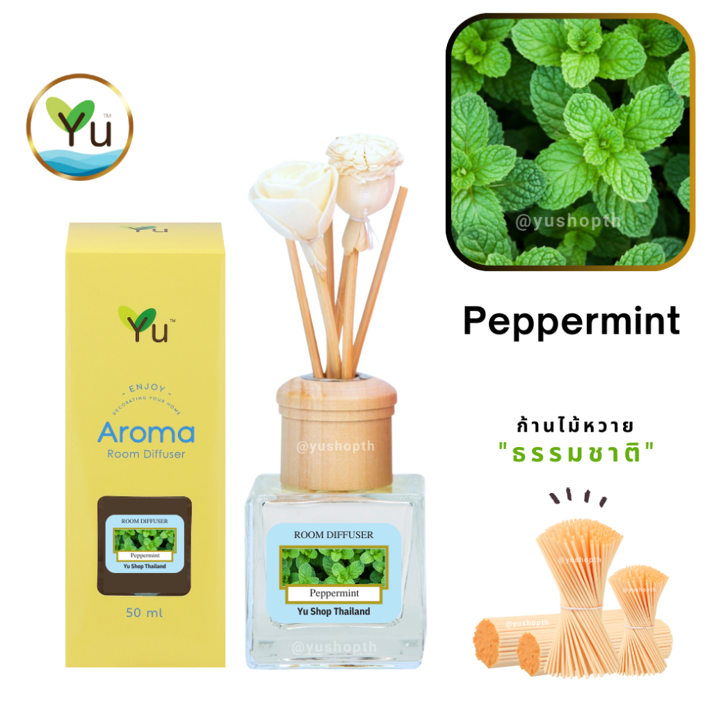 กลิ่น Peppermint Room Diffuser 50 ml. เปปเปอร์มิ้นท์ กลิ่นหอมเย็นสดชื่นมาก หอมเย็นปลอดโปล่งโล่งสบายหอมกลิ่นเย็น