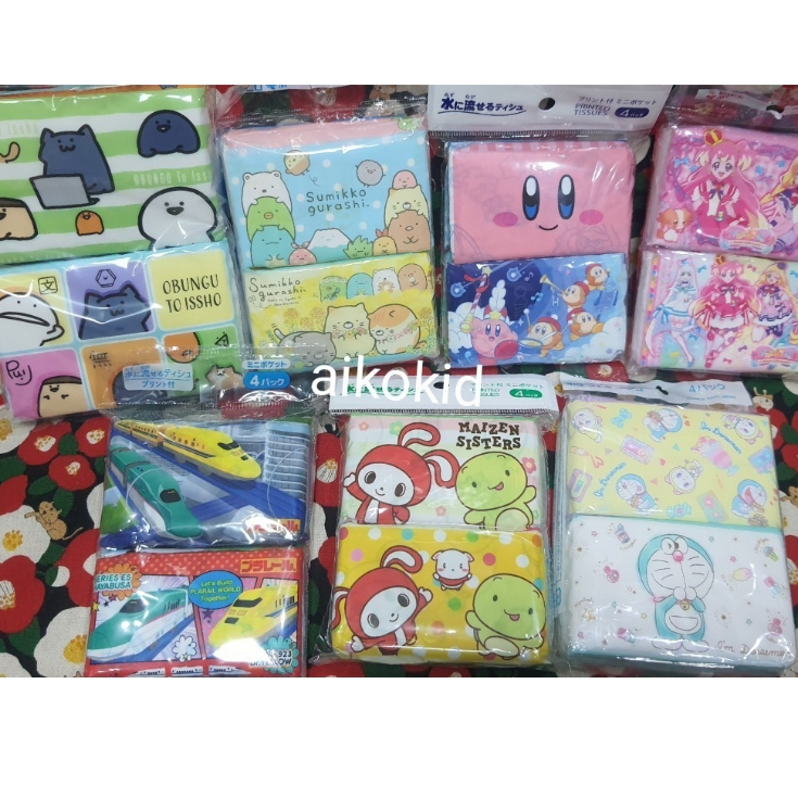 Pocket tissues ซานริโอ้  TOMY Kirby โดเรม่อน โปเกม่อน  Set ทิชชู่พกพา รถไฟญี่ปุ่น ทามาก็อตจิ  Tamagotchi MADE IN JAPAN