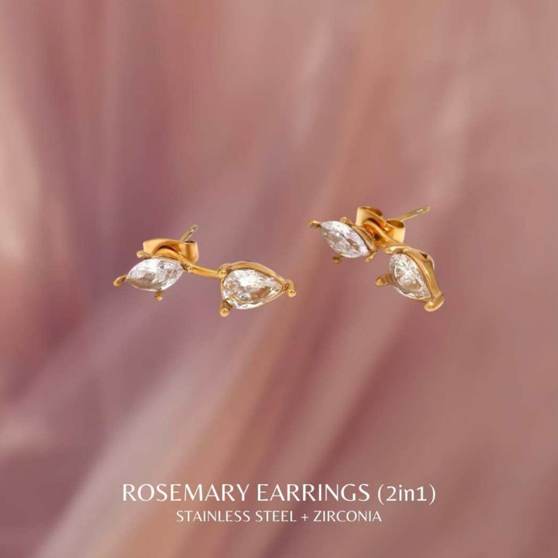 MERAKI. Rosemary Earrings (2in1) stainless steel สามารถแยกชิ้นใส่ได้ ต่างหูสแตนเลส Nickel free, Waterproof
