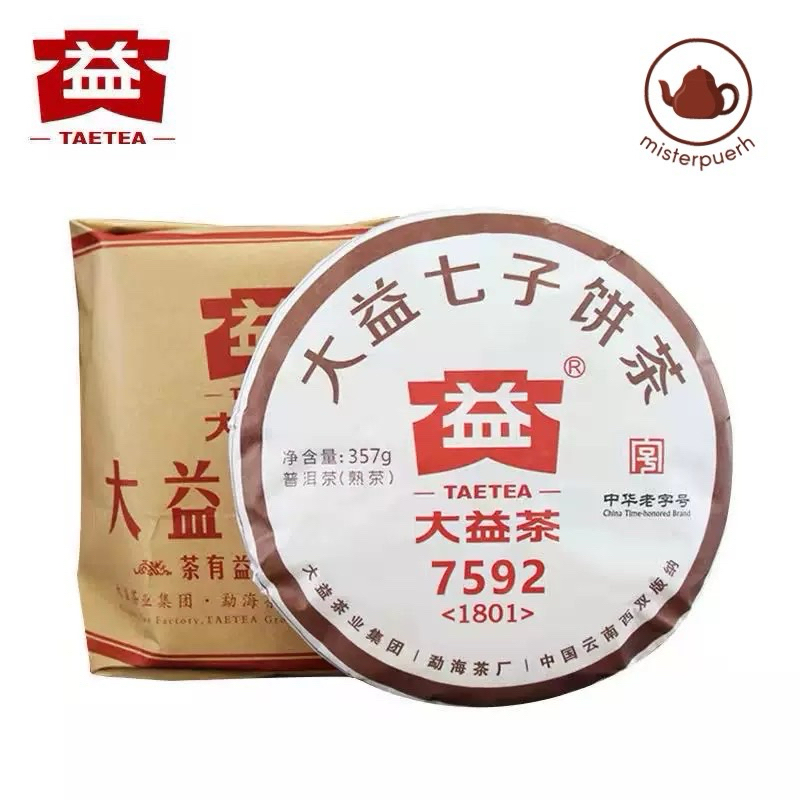 ชาผู่เอ๋อร์สุก ต้าอี้ รุ่น 7592 ปี 2018 น้ำหนัก 357 กรัม TAETEA 大益茶