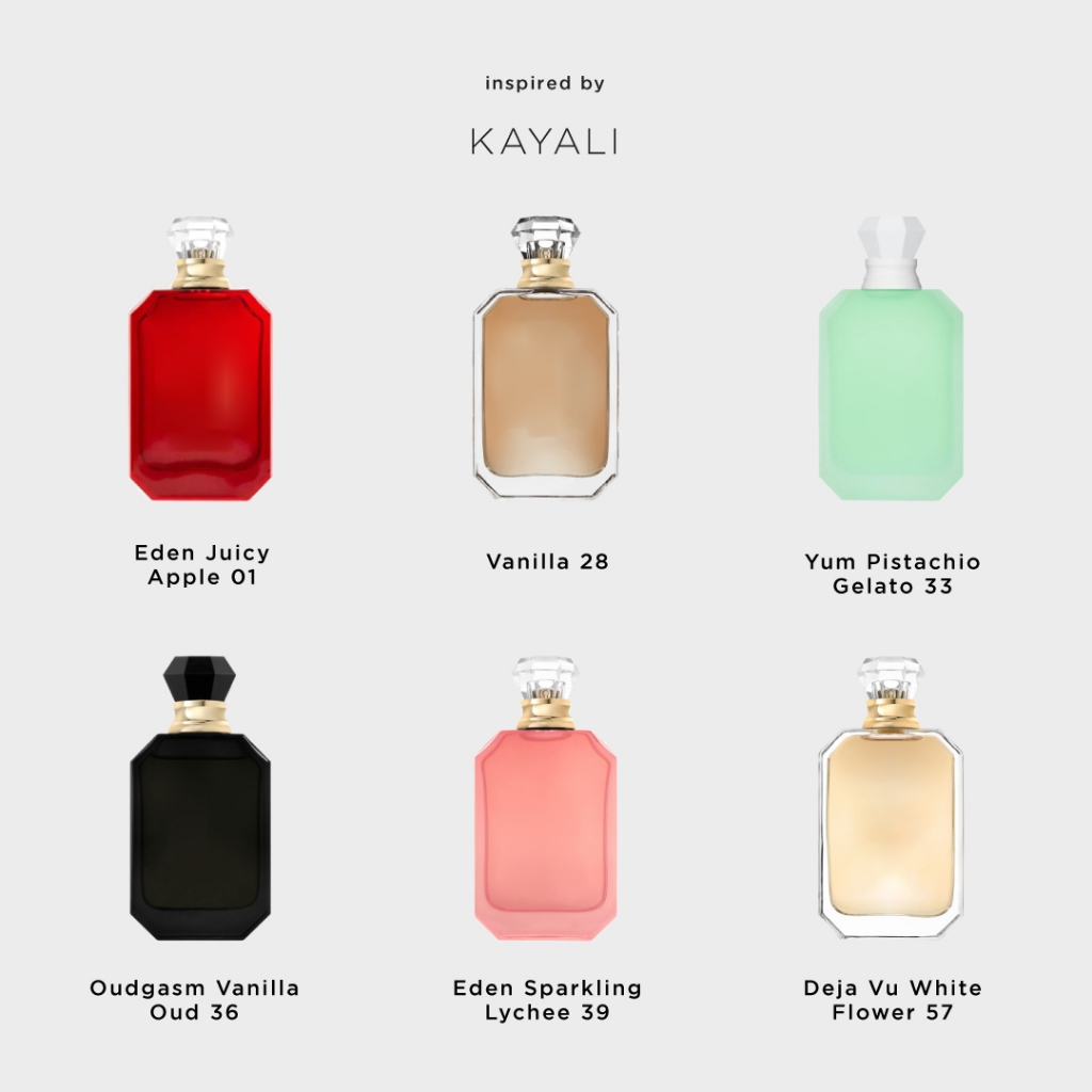 Kayali น้ำหอมแนวกลิ่น Eden Juicy Apple Yum Pistachio Gelato Eden Sparkling Lychee Flower Vanilla
