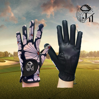 ถุงมือกอล์ฟJ11(คู่) มือซ้าย(เดี่ยว) หนังสีดำกันลื่นผ้าระบายอ…