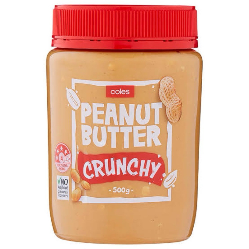 t Coles peanut butter spread crunchy/ smooth 500g. เนยถั่วครั้นชี่ / สมูท