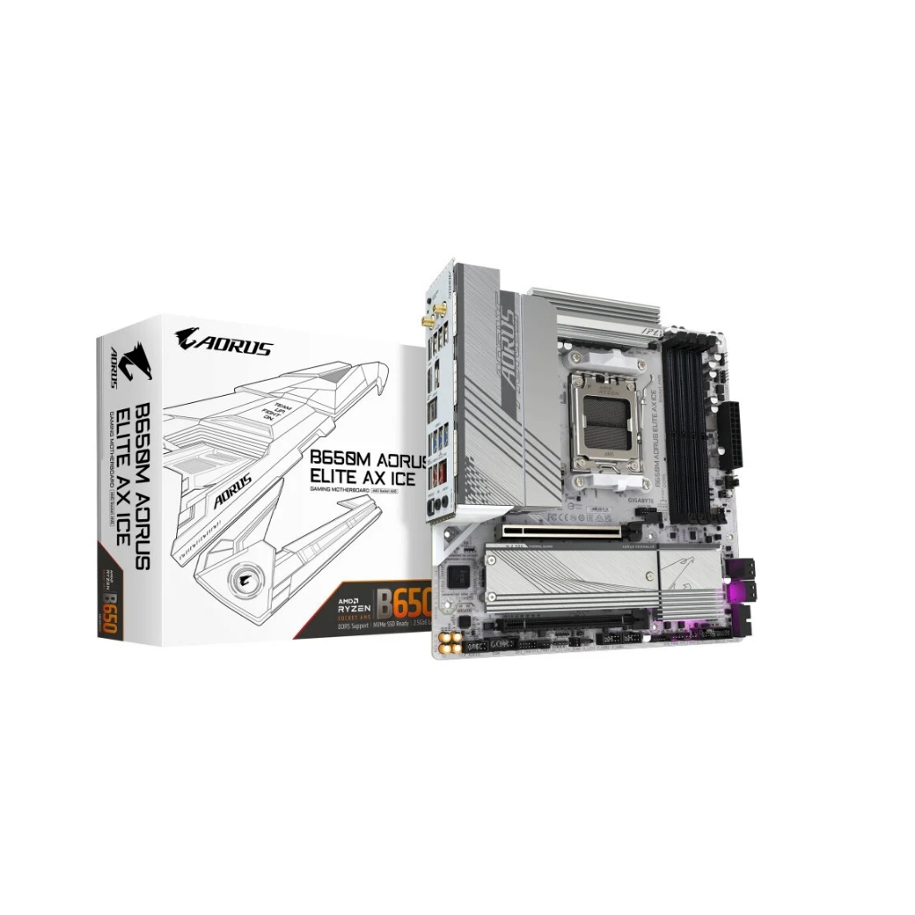 MAINBOARD (AM5) GIGABYTE B650M AORUS ELITE AX ICE DDR5 (REV. 1.1)